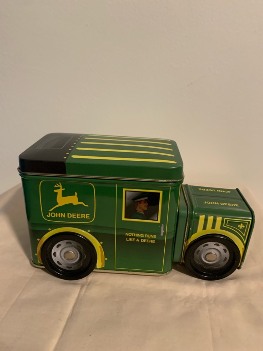 Vintage 2003, John Deere Green and Yellow TinTruck for delivery.